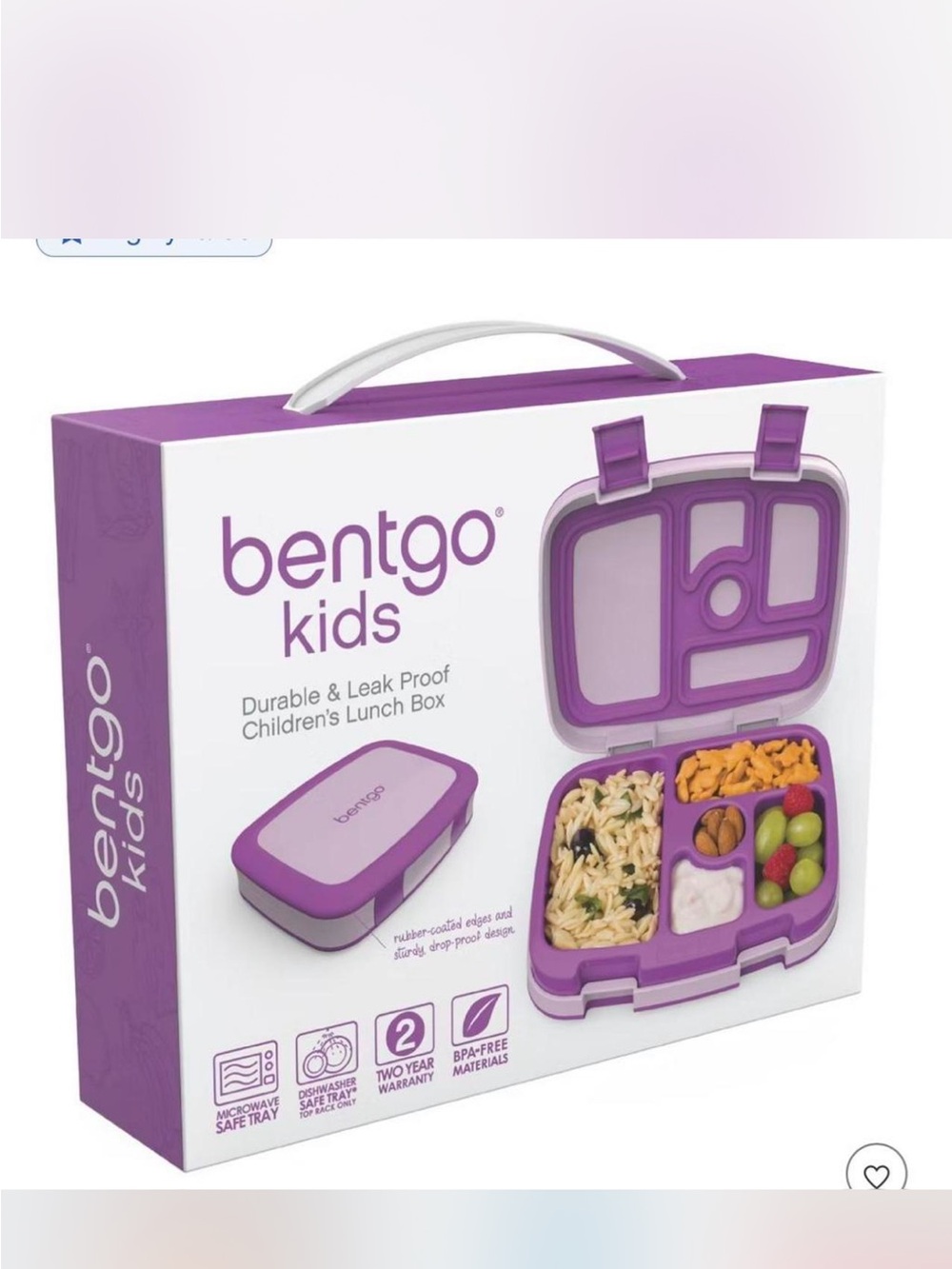 Bentgo Kids Purple Leak-Resistant Lunch Box with Compartments